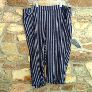 Lane Bryant blue linen cropped pants